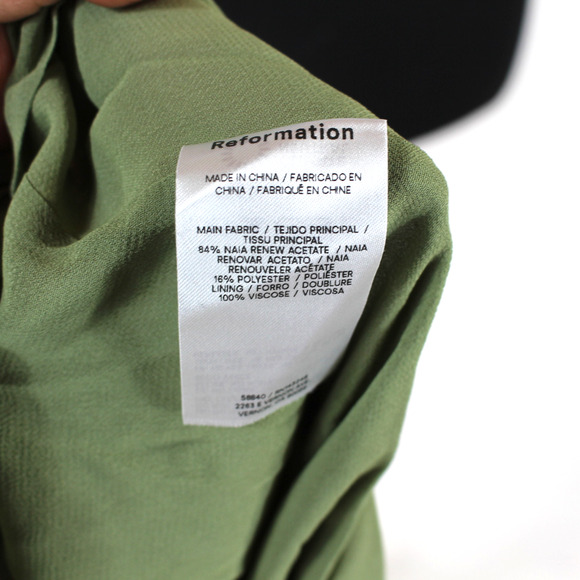 Reformation Kavi Satin Maxi Dress NEW Artichoke Green Side Slit Halter Size 6 - Picture 8 of 8